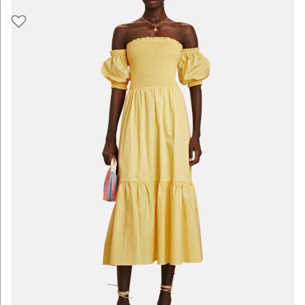 INTERMIX Aubrey Smocked Poplin Midi Dress